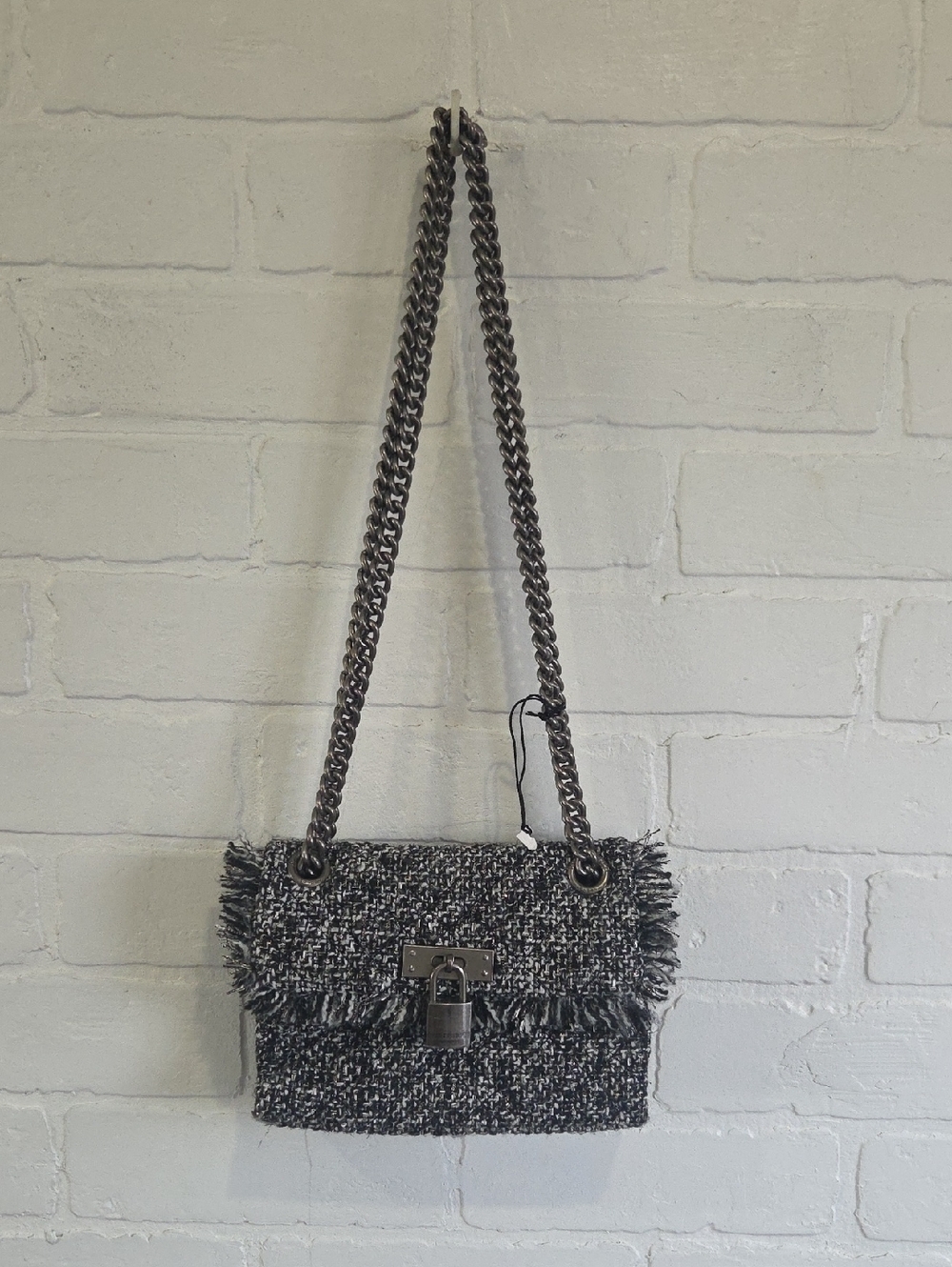 Kurt Geiger Tweed Mini Chain Shoulder Bag